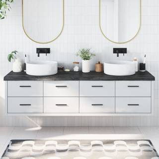 bordplade til badeværelse 200x50x(2-6) cm massivt træ mørkebrun