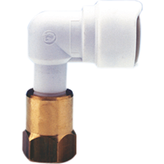 Vinkeladapter Whale Elbow Adaptor, plast / messing, Whale Quick Connect 15 mm (WS15) (indvendig) til 1/2" G (BSP) (indvendig), hvid / messingfarvet, 50-pack