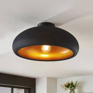 Lindby loftlampe Gerwina, sort/guld, metal, 40 cm, E27