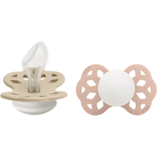 BIBS Infinity Sutter 2-Pak Silikone Str. 2 Anatomisk, Vanilla GLOW/Blush GLOW