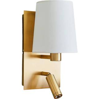 Lindby væglampe Aiden, 30 cm, antik messing, LED-læselampe