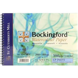 St. Cuthberts Mill Bockingford Watercolor Paper Spiral Pad - 10x7 -tommer hvidt vandfarvepapir til kunstnere - 12 ark p? 140 lb koldpresse akvare
