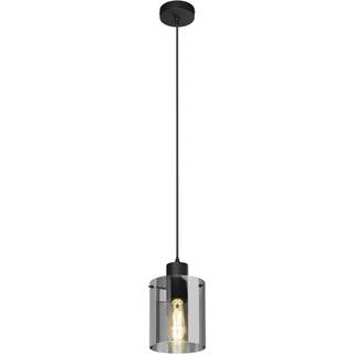 Lindby hængelampe Kourtney, Ø 15 cm, sort/grå, glas, E27