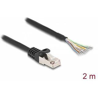 Delock Kabel RJ50 han til åbne ledningsender S/FTP 2m - Sort