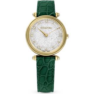 Swarovski Crystalline Wonder Green Leather Gold-Tone Watch
