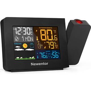 Newentor Atomic Projection Alarm Clock With Weather Station til sovev?relser Projector Clocks med WWVB -funktion indend?rs udend?rs termometer Tr