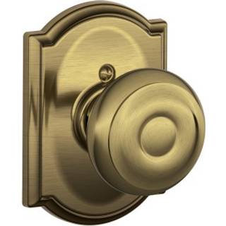 Schlage Lock Company Schlage Knob med Camelot Trim Non-Turning Lock Antique Brass (F170 Geo 609 Cam)