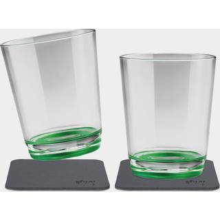 Magnetiske plastglas Silwy Magnetic Drinking Cup Sour Green, transparent/grøn, 25 cl, 2-pack + magnetiske glasunderlag