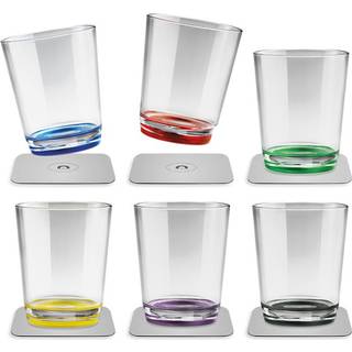 Magnetiske plastglas Silwy Magnetic Drinking Cup Triple Multicolour, transparent/flerfarvede, 25 cl, 6-pack + magnetiske glasunderlag + spildsikre låg