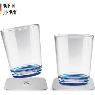 Magnetiske plastglas Silwy Magnetic Drinking Cup Lui Blue, transparent/blå, 25 cl, 2-pack + magnetiske glasunderlag