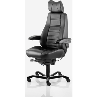 Kontorstol KAB Seating Controller, White-Line Sort skind inkl. armlæn og nakkestøtte