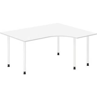 Office skrivebord højrevendt 160x120cm hvid med hvidt stel