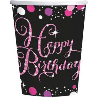 Happy Birthday papkrus 8 stk. - Pink