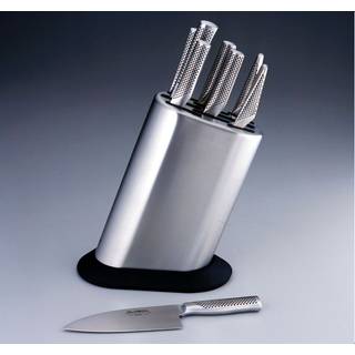 Global G-888KB/PLR Messerblock-Set 9-teilig inklusive 8 Global Messer - Schwarz,Silber