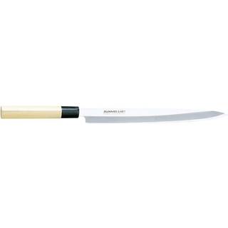 Global Bunmei Yanagi Sashimimesser 30 cm einseitig geschliffen - Cromova 18 Stahl - Griff Honokiholz - Braun,Silber