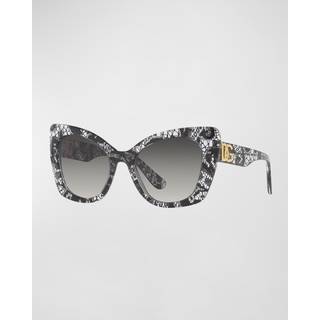 Dolce & Gabbana Kvinde DG4405 32878G Solbriller Acetat Sort Grå Sommerfugl Normal Skygge
