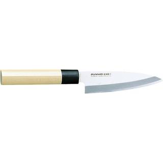 Global Bunmei Deba 10,5 cm einseitig geschliffen - Cromova 18 Stahl - Griff Honokiholz - Braun,Silber