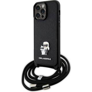 Karl Lagerfeld cover til iPhone 13 Pro / 13 hardcase - sort Crossbody Saffiano Metal Pin Karl&Choupette