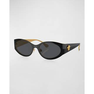 Versace Kvinde VE2263 143387 Solbriller Metal Sort Grå Rund Normal