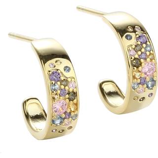 PASTEL STARDUST HOOP, Creoler 15 mm. i forgyldt sterling sølv med pastelfarvet zirkonia