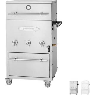 Jensen grill estate 2.1 f/s fladt låg u/ varmeskab håndtag i sølvfarvet alu
