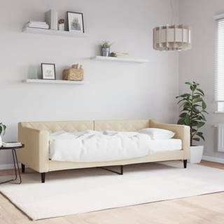 Daybed Stof Farvet Creme - med madras / 80 x 200 cm