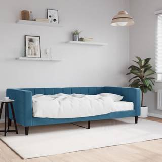 Daybed Velour Blå - med madras / 100 x 200 cm