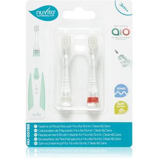 Nuvita Sonic Clean&Care Replacement Brush Heads Erstatningshoveder til batteridrevet sonisk tandbørste til babyer Sonic Clean&Care Medium Red/White 2 - 2 stk.