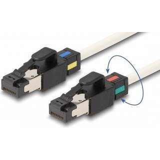 Cat 6a S/FTP Netværkskabel - Roterbare farveclips - Hvid - 3 m