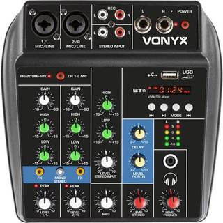 Lyd og Mikrofon Mixer VMM100 / 3 kanals / Bluetooth / USB / EQ / Phantom 48V / K