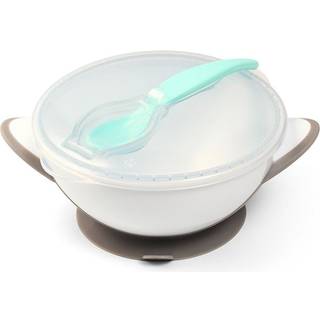 BabyOno Be Active Suction Bowl with Spoon spisesæt til børn Grey 6 m+ 2 stk. - 2 stk.