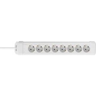 Schuko, 8-stikdåse med sidejord, HVID Stikprop:Schuko stikprop - Ledningslængde:3 meter