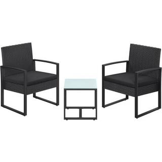 SONGMICS GGF010B05 Balcony Garden Furniture Set PE Polyrattan Lounge Set Table and 2 Chairs Patio Furniture Easy Assembly Outdoor for Patio Balcony Ga