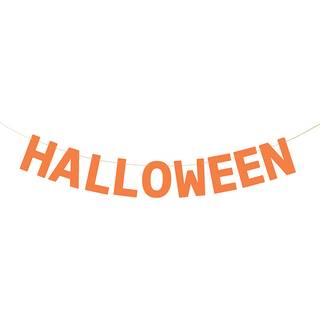 1 stk. Selvklæbende halloween banner i orange farve, 2.5 meter lang