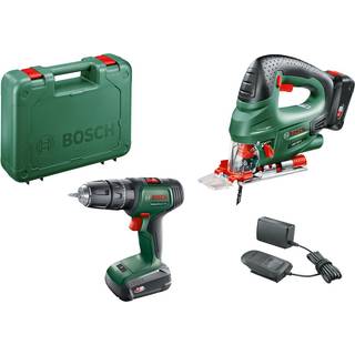 Bosch 18v slagboremaskine og stiksav 2x2,0ah batt & lader un3481