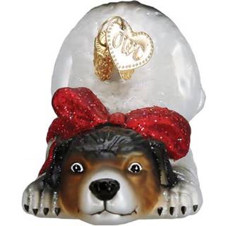 Old World Christmas Norman Rockwell Signature Dog Glass Blown Ornament för julgran