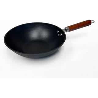 21. & Main Wok Stir Fry Pan Wood-greb 11 tommer lette støbejernskokke pan før krydret nonstick til kinesisk japansk og anden madlavning