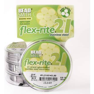 Beadsmith Flex-Rite 21 Strand Nylon Coated Rustfrit-st?l Beading Wire Jewelry Making Supply (.014 DIA Clear-30 Ft)