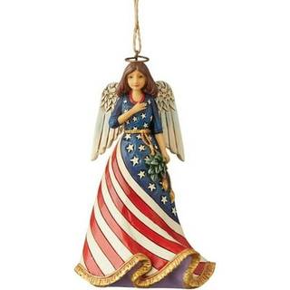 Enesco Jim Shore Heartwood Creek Patriotic Angel Hanging Ornament 4.75 Inch Multicolor