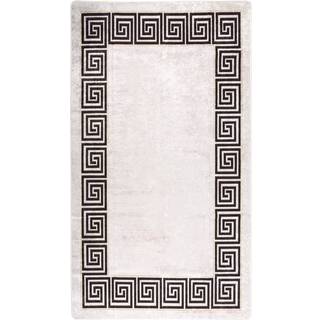 Gulvtæppe Skridsikkert Og Vaskbart Lys Beige Beige Og Sort - 190 x 300 cm