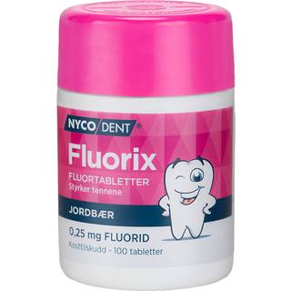 Nycodent Fluorix 0,25 mg Jordbær - 100 tabl.