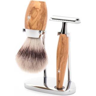 Mühle barbersæt med DE-skraber, Barberkost og Holder, Kosmo, Oliventræ