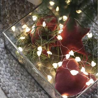 Lyskæde 40 hjerter med timer