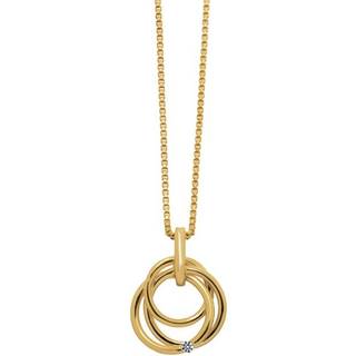 Siersbøl vedhæng i 14 kt guld med diamant. Inkl. forgyldt kæde
