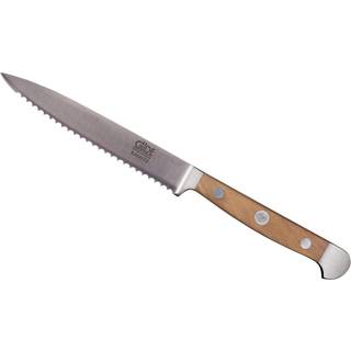Güde Alpha Walnuss Tomatenmesser 13 cm mit Wellenschliff - CVM-Messerstahl - Griffschalen Walnussholz - Braun,Silber