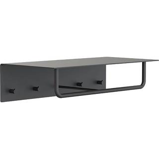 Frost unu hattehylde 600mm med bøjlestand og 4 kroge mat sort/mat sort