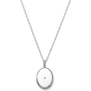 Siersbøl medaljon i sølv med 0,02ct Inkl. kæde