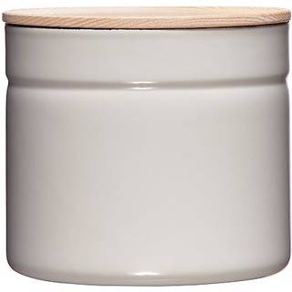 Riess Kitchen Management Vorratsdose 1,35 L Light Grey - Emaille mit Eschenholzdeckel - Grau