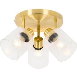 Loftspotlight guld med glas 3-lys justerbar rund - Laura