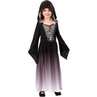 Halloween kjole grå og sort-Str. 134-140 cm.